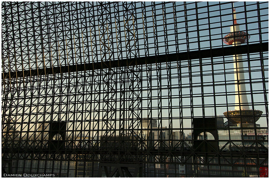 Kyoto Tower through Kyoto Station