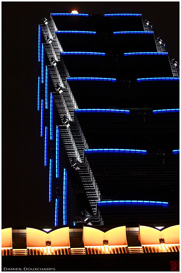 Taipei 101 at night in its blue dress