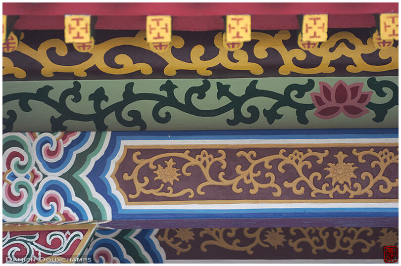 Painted beams in a temple
