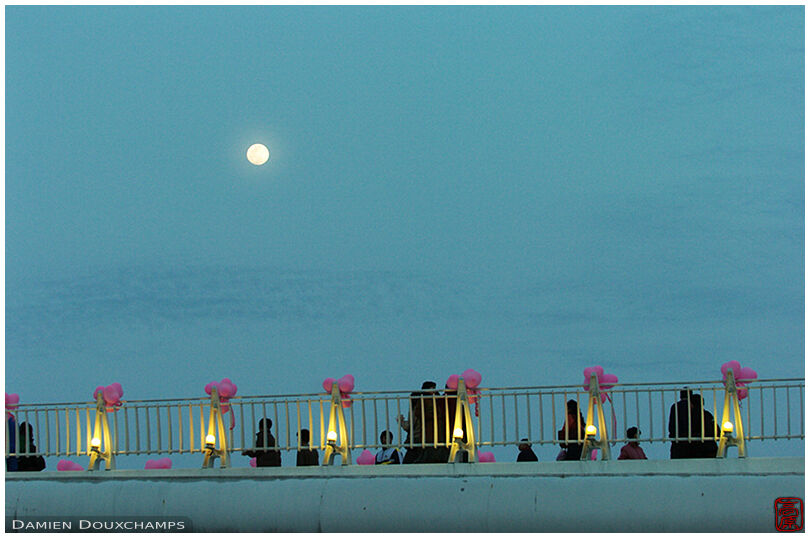 Moonlight over Fisherman's Wharf Bridge near Valentine's Day
