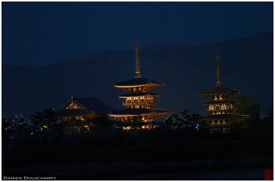 Yakushi-ji after sunset: 19:10