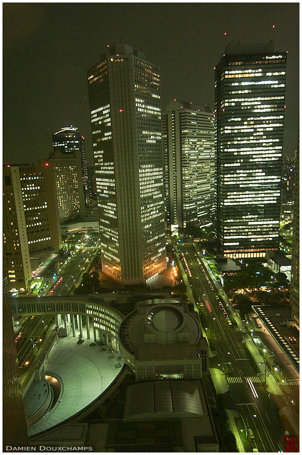 Skyscraper district at night