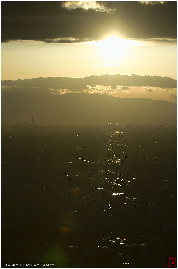 Harsh light sunset over Tokyo