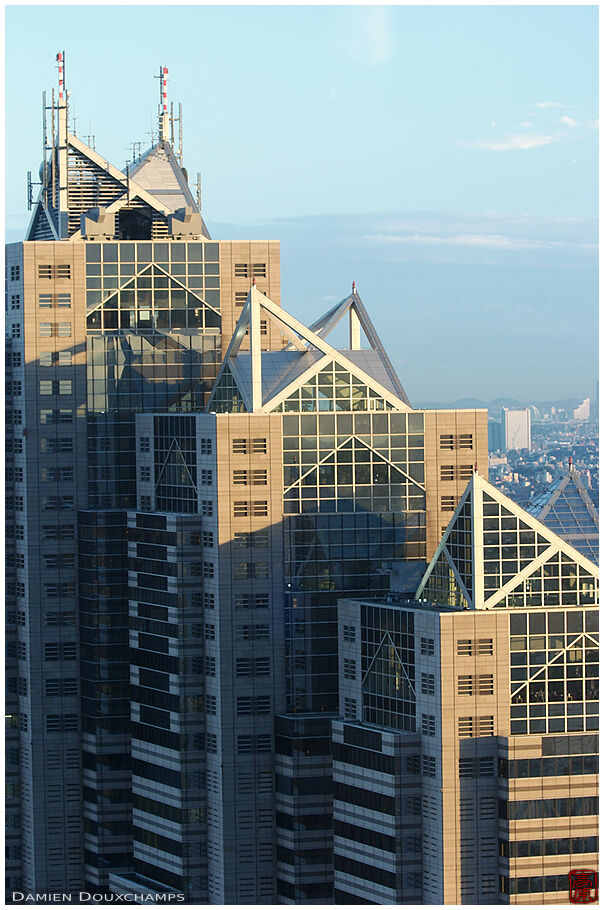 A building at sunset in the Shinjuku district