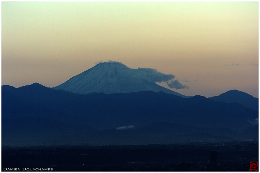 Mount Fuji after the sunset, from the Government Towers