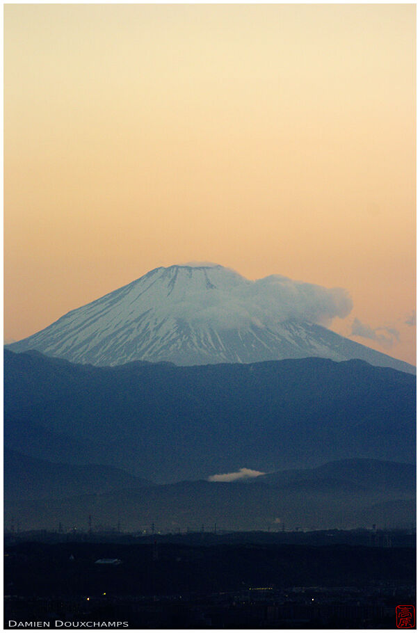 Mount Fuji after the sunset, from the Government Towers