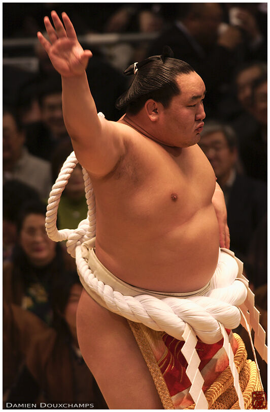 The champion performing a ceremonial dance